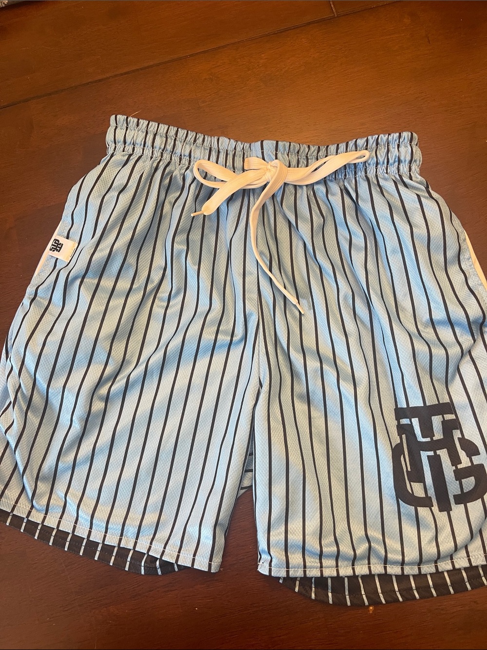 Reversible The Hoop Gang Striped Light Blue Boy’s Athletic Shorts